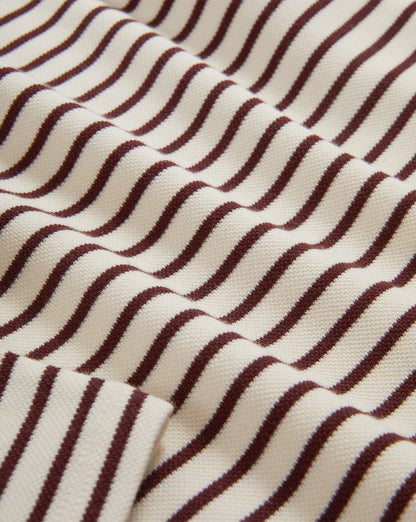 Veronica Beard | Hovey Striped Boatneck Top in Dove White & Raisin Burgundy Dove White/Raisin