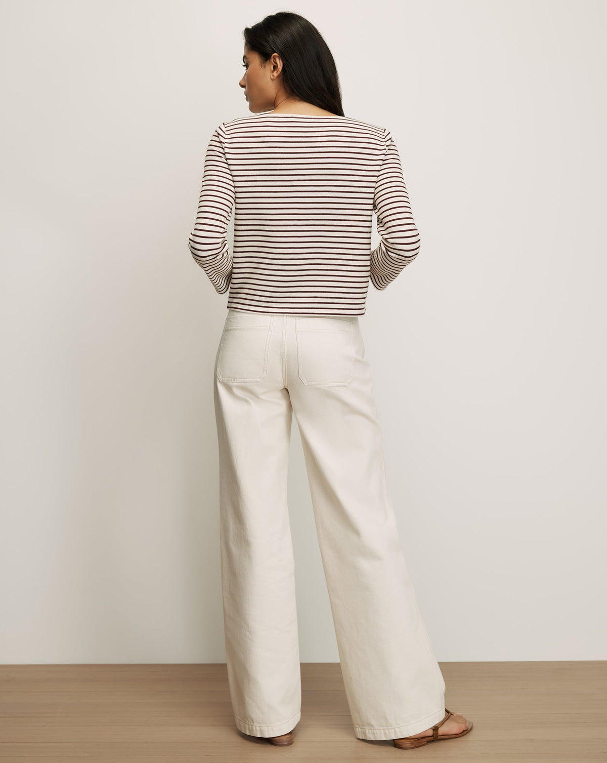 Veronica Beard | Hovey Striped Boatneck Top in Dove White & Raisin Burgundy Dove White/Raisin