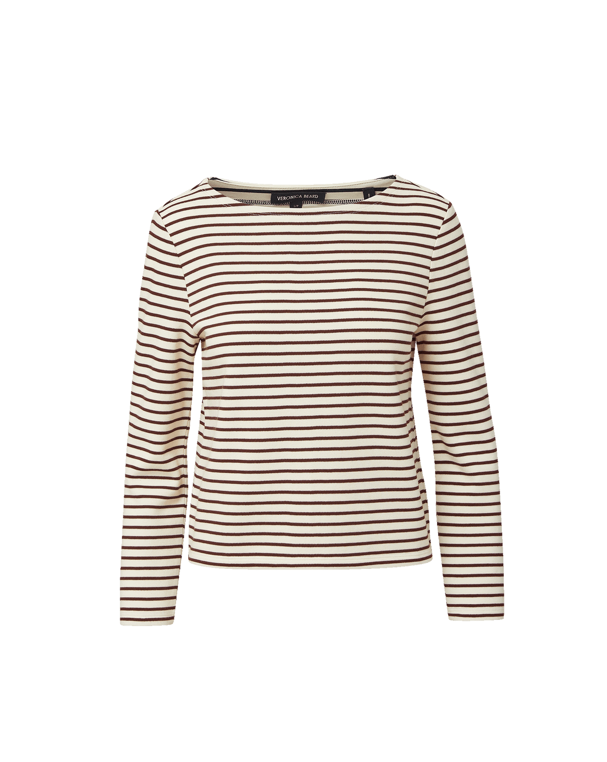 Veronica Beard | Hovey Striped Boatneck Top in Dove White & Raisin Burgundy Dove White/Raisin
