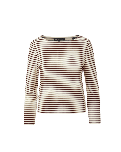 Veronica Beard | Hovey Striped Boatneck Top in Dove White & Raisin Burgundy Dove White/Raisin