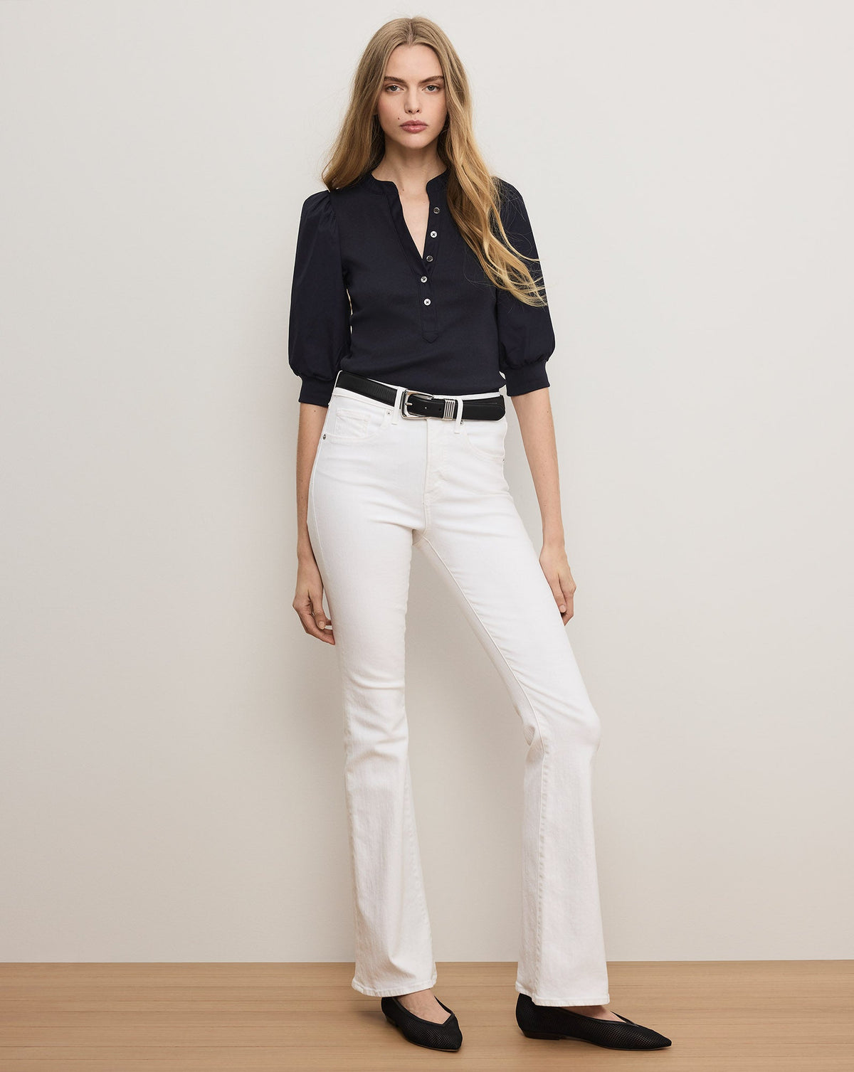Veronica Beard | Coralee Puff-Sleeve Tee in Navy Navy