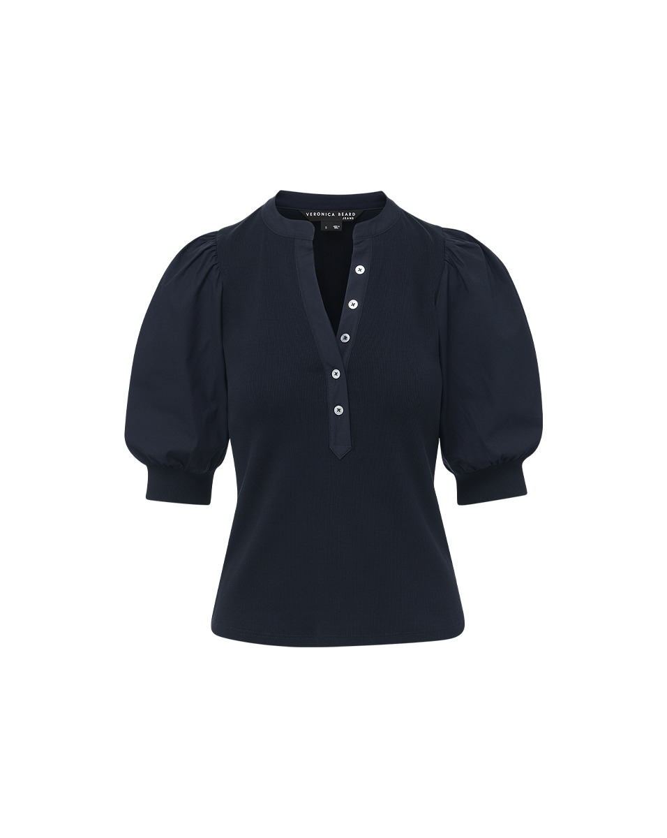 Veronica Beard | Coralee Puff-Sleeve Tee in Navy Navy