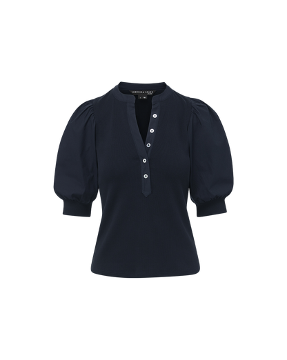 Veronica Beard | Coralee Puff-Sleeve Tee in Navy Navy