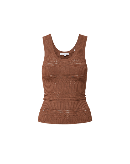 Veronica Beard | Sandra Knit Tank Top in Dark Nude Chai Chai