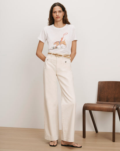 Veronica Beard | Carla Crewneck T-Shirt in White Cowgirl Print Multi/Cg Cowgirl