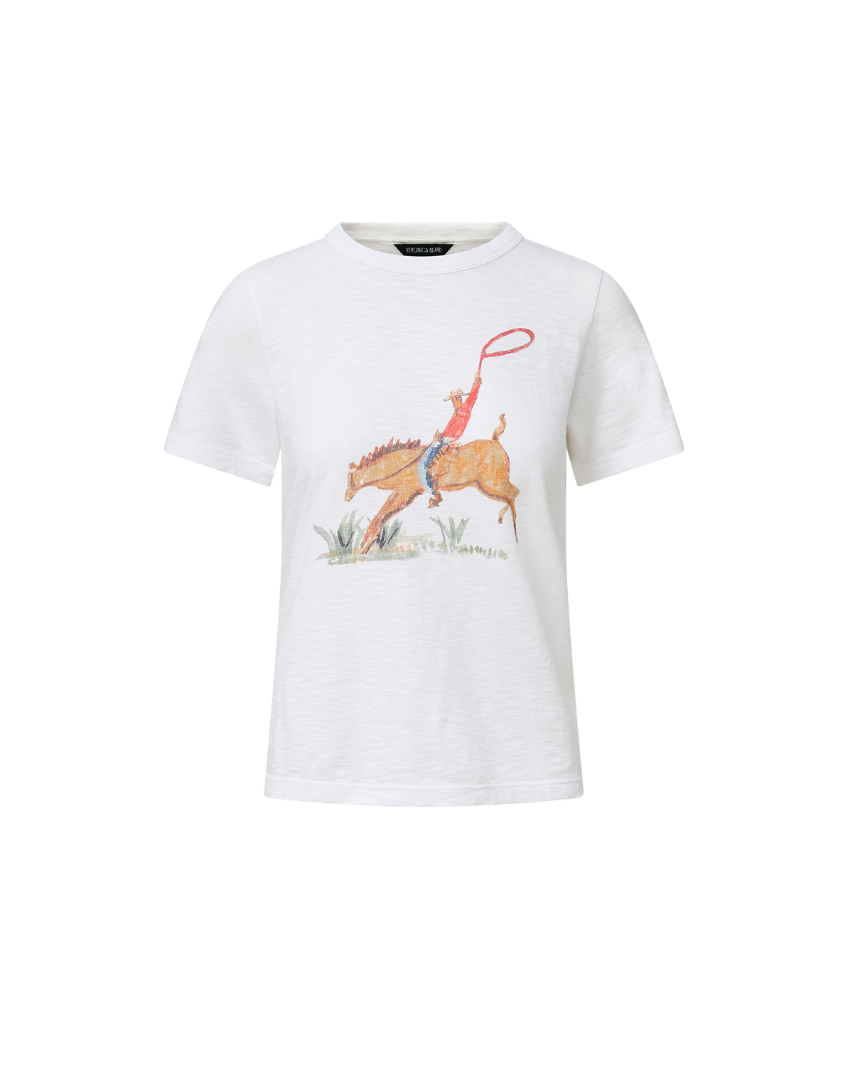 Veronica Beard | Carla Crewneck T-Shirt in White Cowgirl Print Multi/Cg Cowgirl