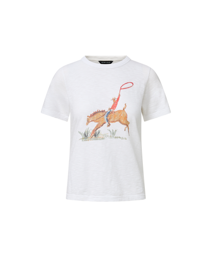 Veronica Beard | Carla Crewneck T-Shirt in White Cowgirl Print Multi/Cg Cowgirl