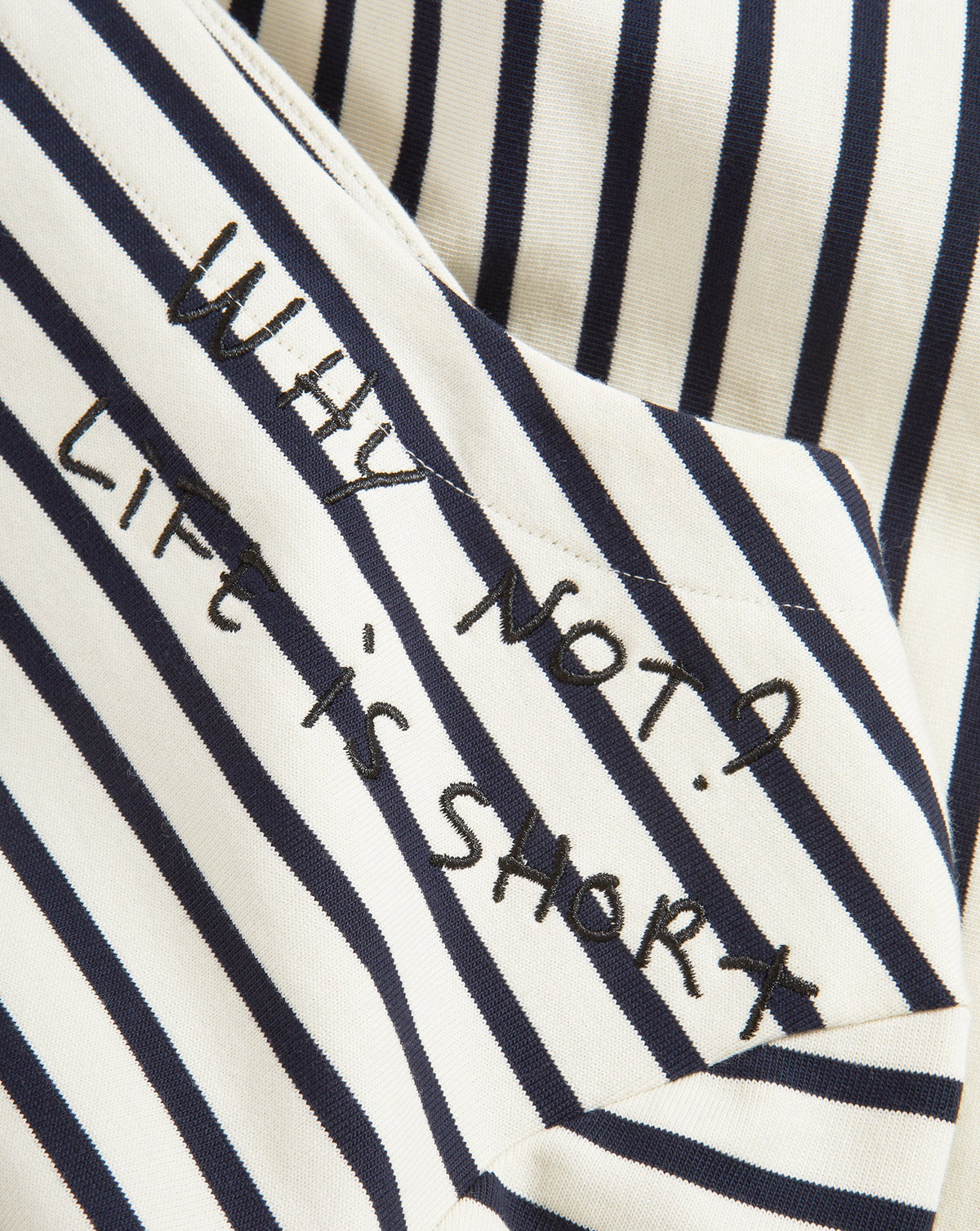 Veronica Beard | Hovey Embroidered Stripe Top in Dove/Navy Stripe Dove White/Navy Stripe