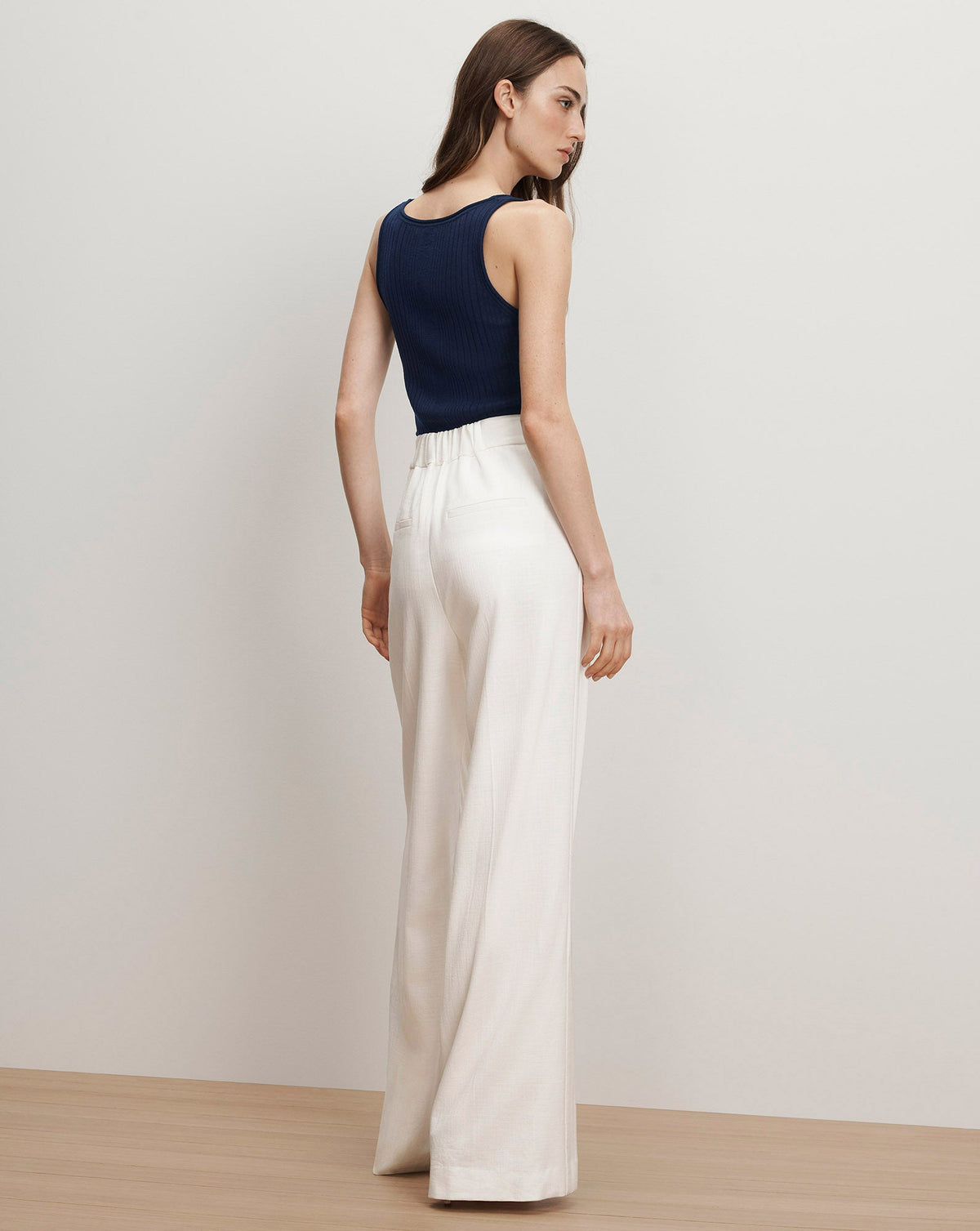 Veronica Beard | Birke Merino Wool Ribbed Tank Top in Navy Navy