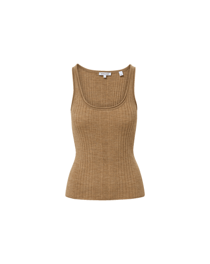 Veronica Beard | Birke Merino Wool Tank Top in Dark Khaki Dark Khaki