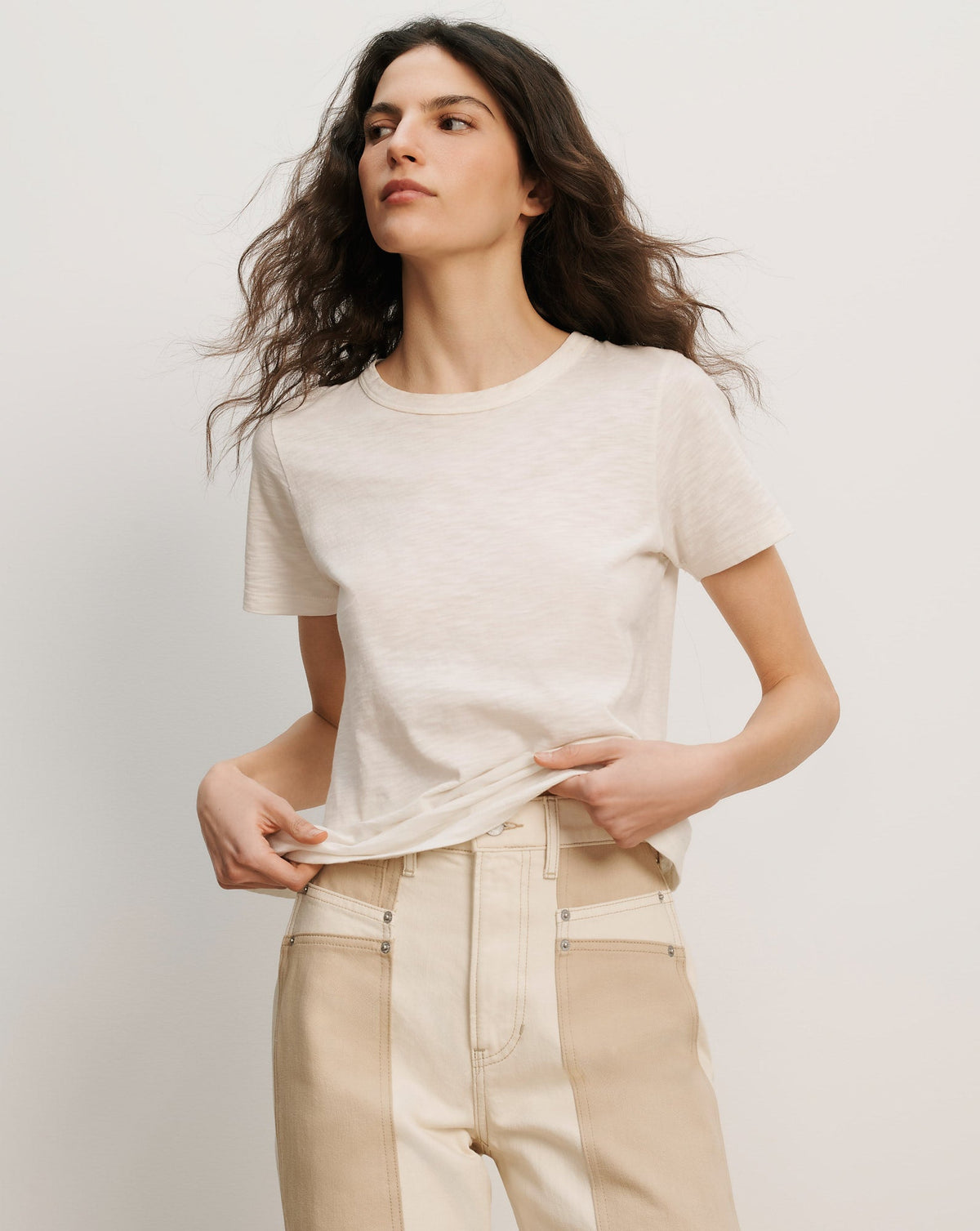 Veronica Beard | Carla Crewneck T-Shirt in White White