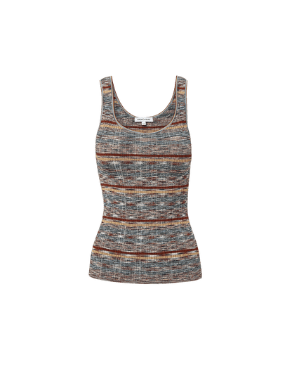 Veronica Beard | Sandra Knit Tank Top in Rust Multi-Color Rust Multi