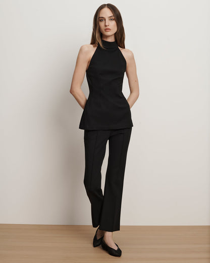 Veronica Beard | Kean Slim-Leg Cropped Pant in Black Black