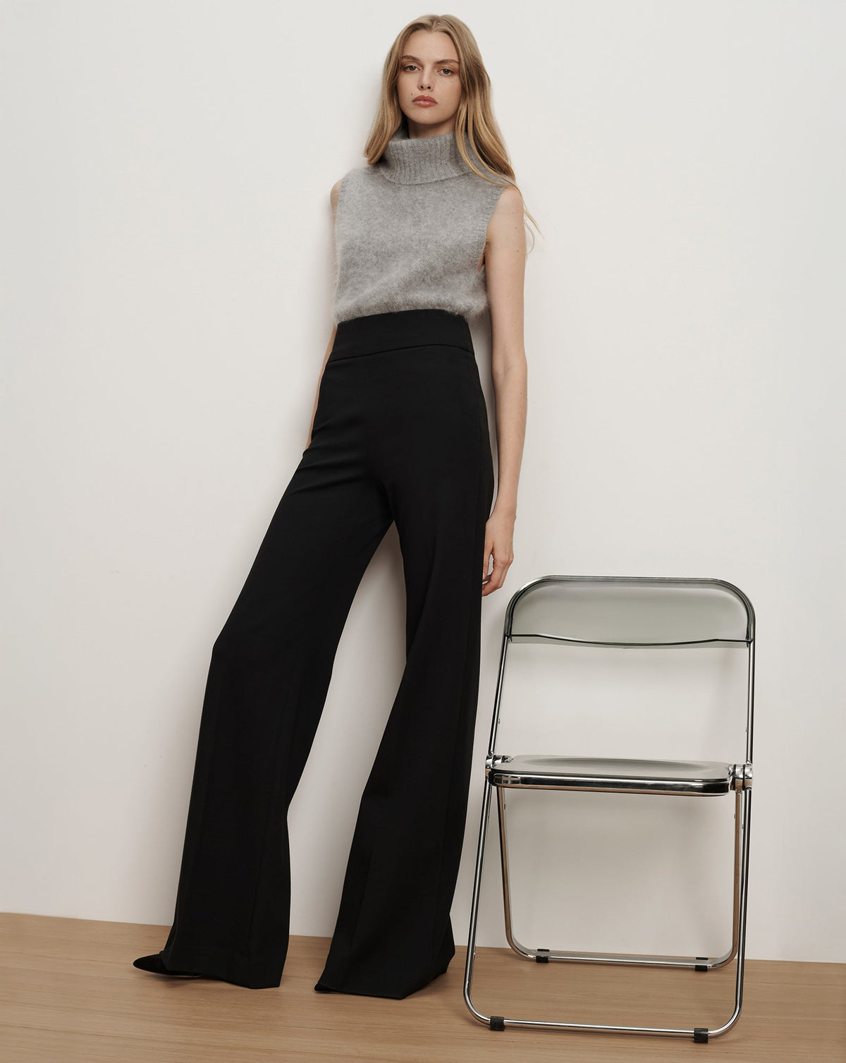 Veronica Beard | Kalinda Wide-Leg Ponte Pant in Black Black