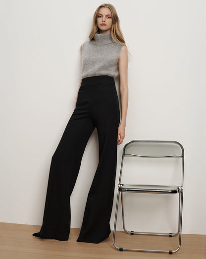 Veronica Beard | Kalinda Wide-Leg Ponte Pant in Black Black