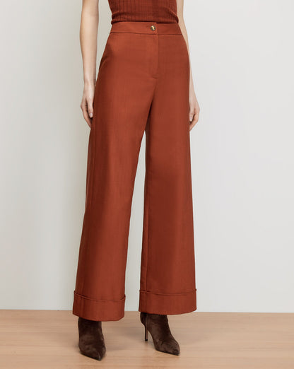Veronica Beard | Darrell Wide-Leg Pant in Rust Rust