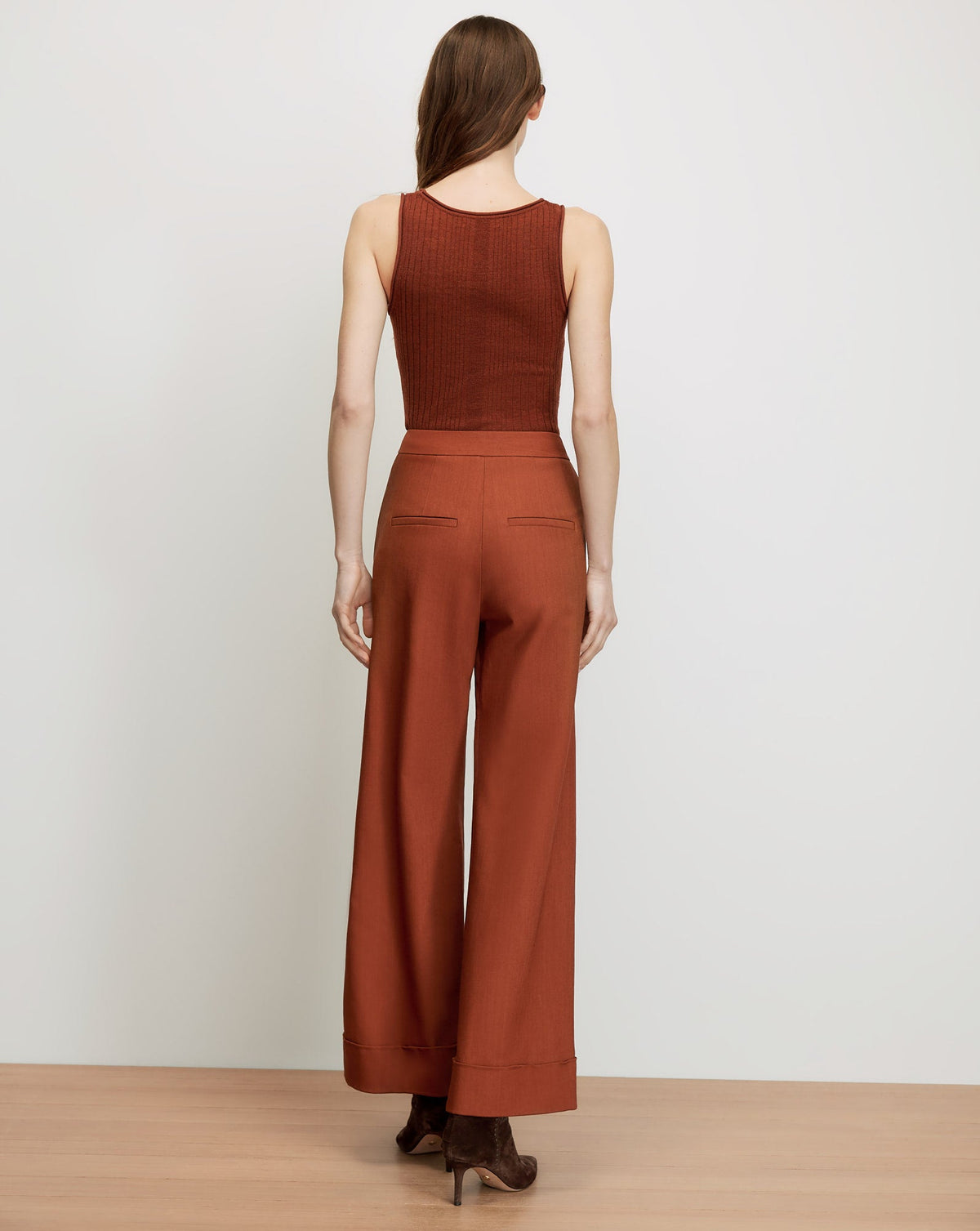 Veronica Beard | Darrell Wide-Leg Pant in Rust Rust