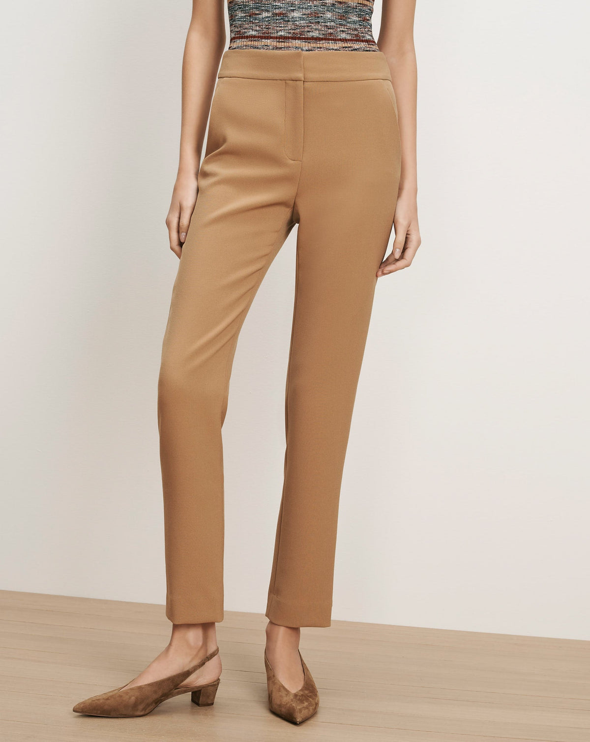 Veronica Beard | Renzo Cropped Slim-Leg Clean Waistband Pant in Heritage Khaki Heritage Khaki