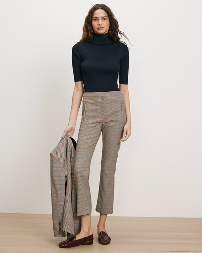 Veronica Beard | Arte Kick-Flare Pant in Rust/Navy Houndstooth Rust/Navy Multi