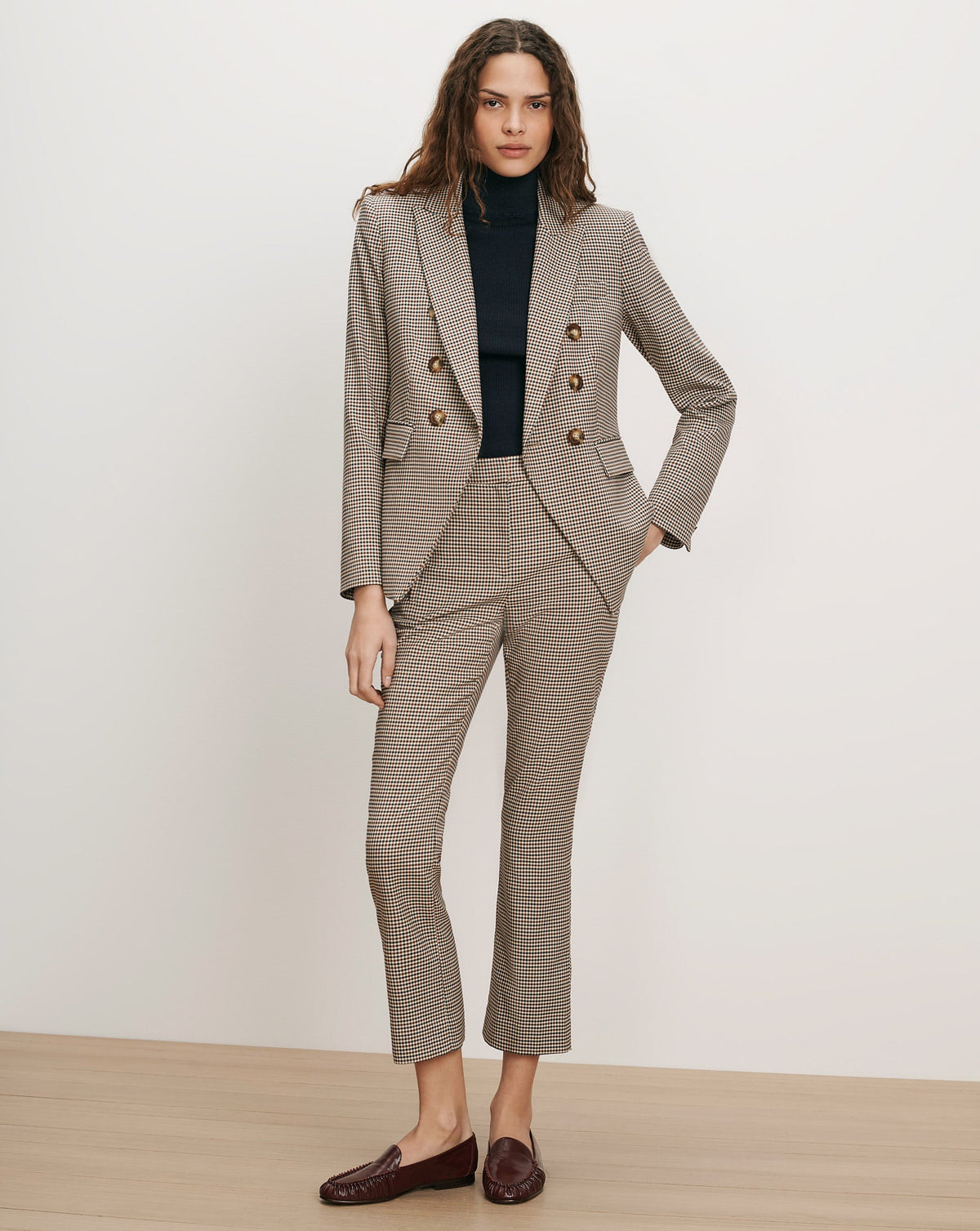 Veronica Beard | Arte Kick-Flare Pant in Rust/Navy Houndstooth Rust/Navy Multi