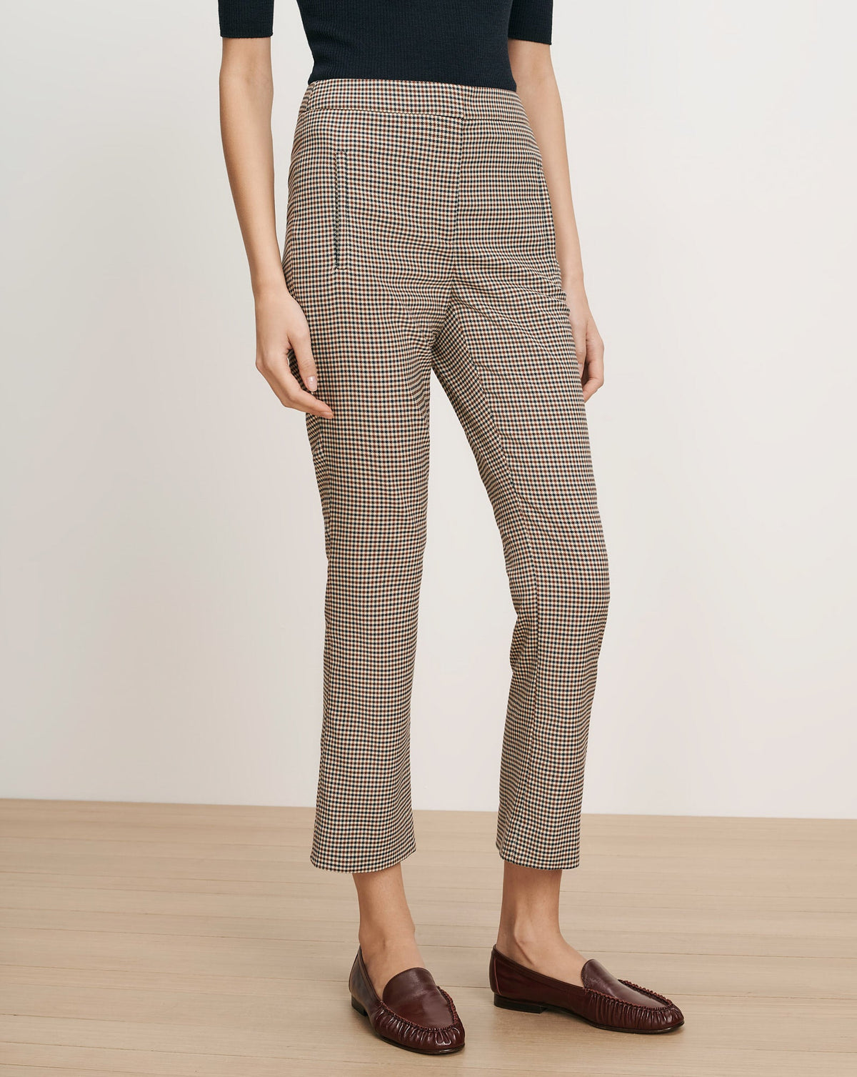 Veronica Beard | Arte Kick-Flare Pant in Rust/Navy Houndstooth Rust/Navy Multi