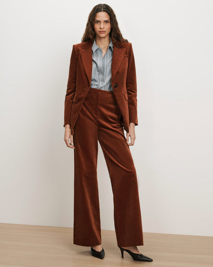 Veronica Beard | Holt Corduroy Wide-Leg Pant in Rust Red Rust