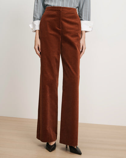 Veronica Beard | Holt Corduroy Wide-Leg Pant in Rust Red Rust