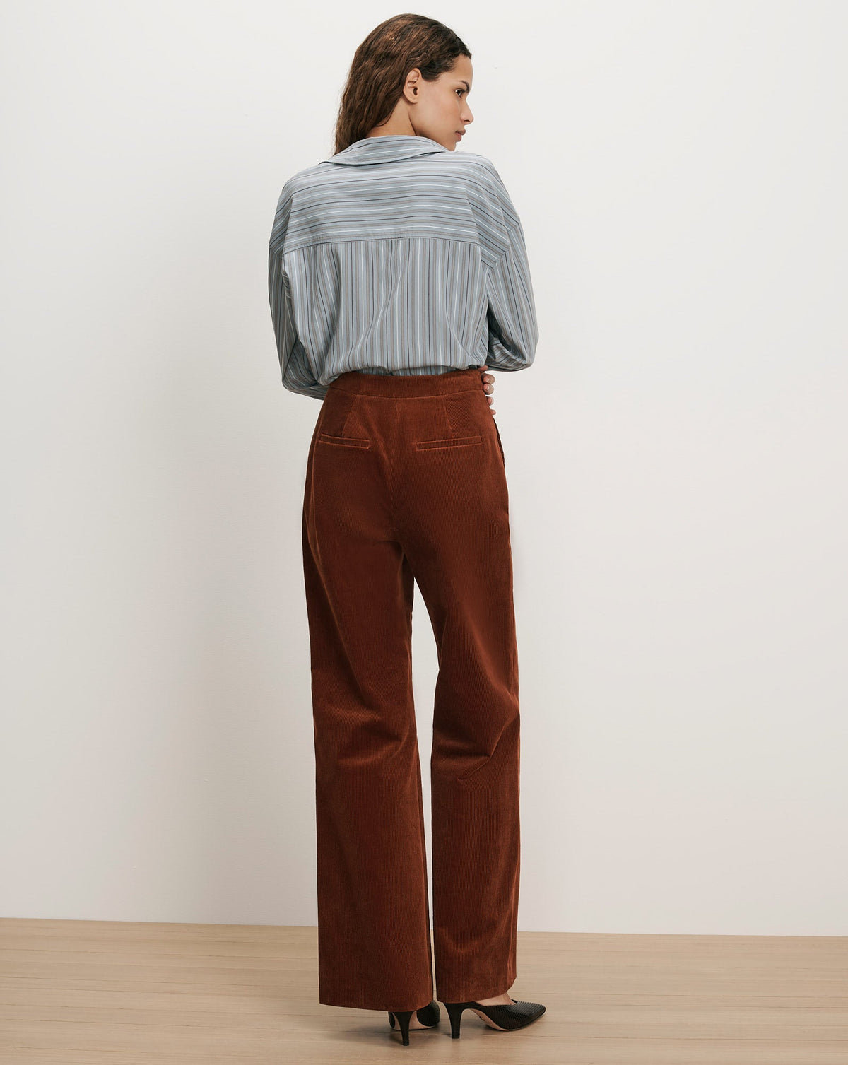 Veronica Beard | Holt Corduroy Wide-Leg Pant in Rust Red Rust