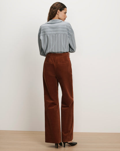 Veronica Beard | Holt Corduroy Wide-Leg Pant in Rust Red Rust