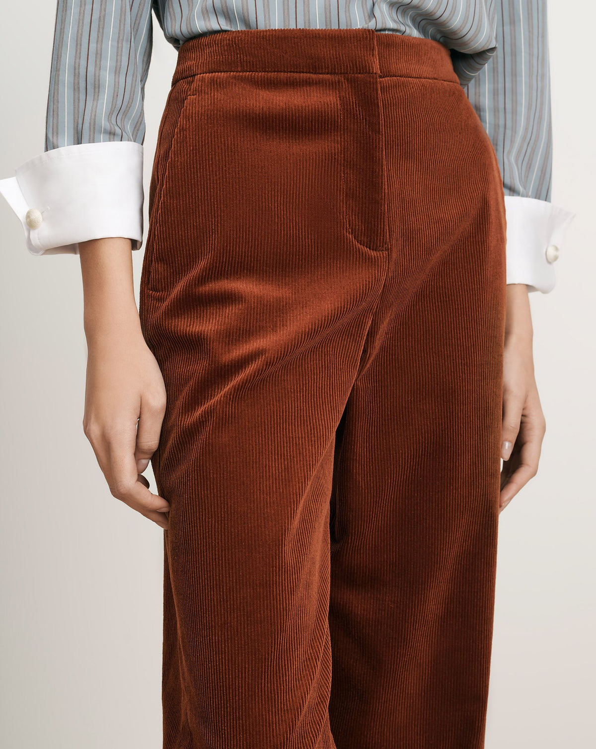 Veronica Beard | Holt Corduroy Wide-Leg Pant in Rust Red Rust
