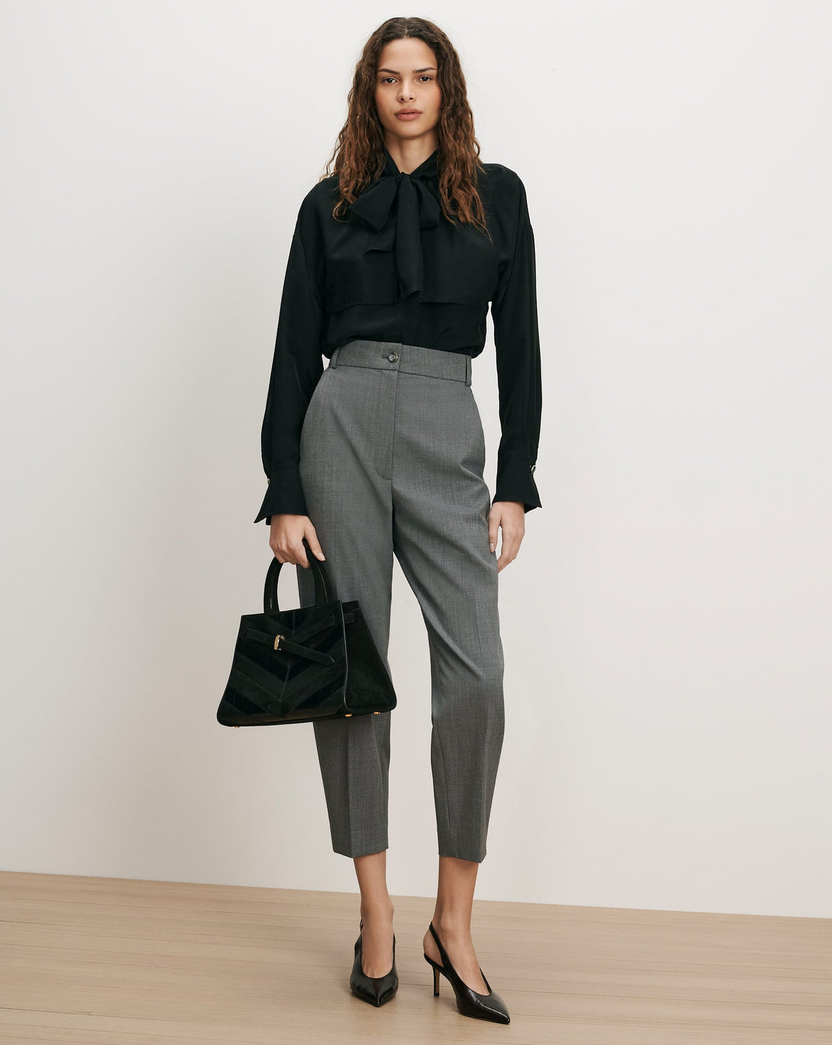 Veronica Beard | Caven Slim Cropped Pant in Medium Heather Grey Medium Heather Grey