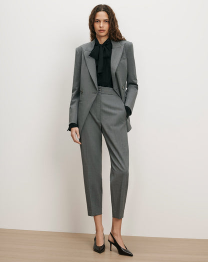 Veronica Beard | Caven Slim Cropped Pant in Medium Heather Grey Medium Heather Grey