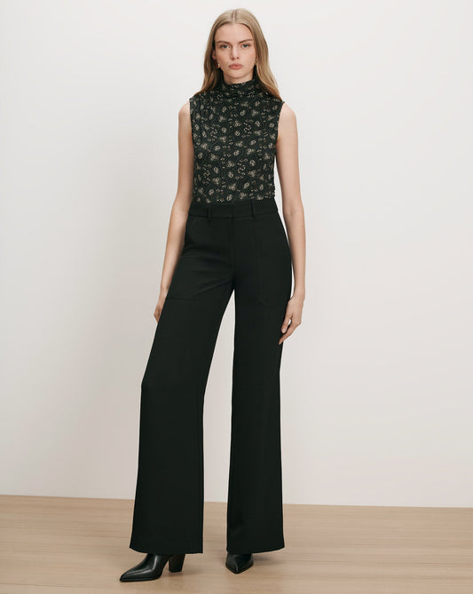 Veronica Beard | Cole Tailored Wide-Leg Pant in Black Black