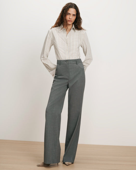 Veronica Beard | Elvi Wide-Leg Tailored Pant in Medium Heather Grey Medium Heather Grey
