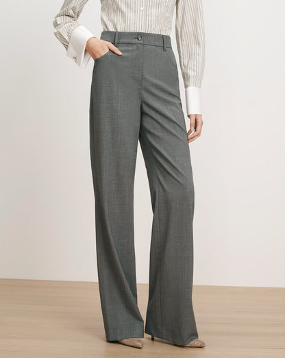 Veronica Beard | Elvi Wide-Leg Tailored Pant in Medium Heather Grey Medium Heather Grey
