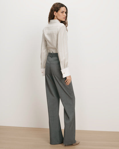 Veronica Beard | Elvi Wide-Leg Tailored Pant in Medium Heather Grey Medium Heather Grey