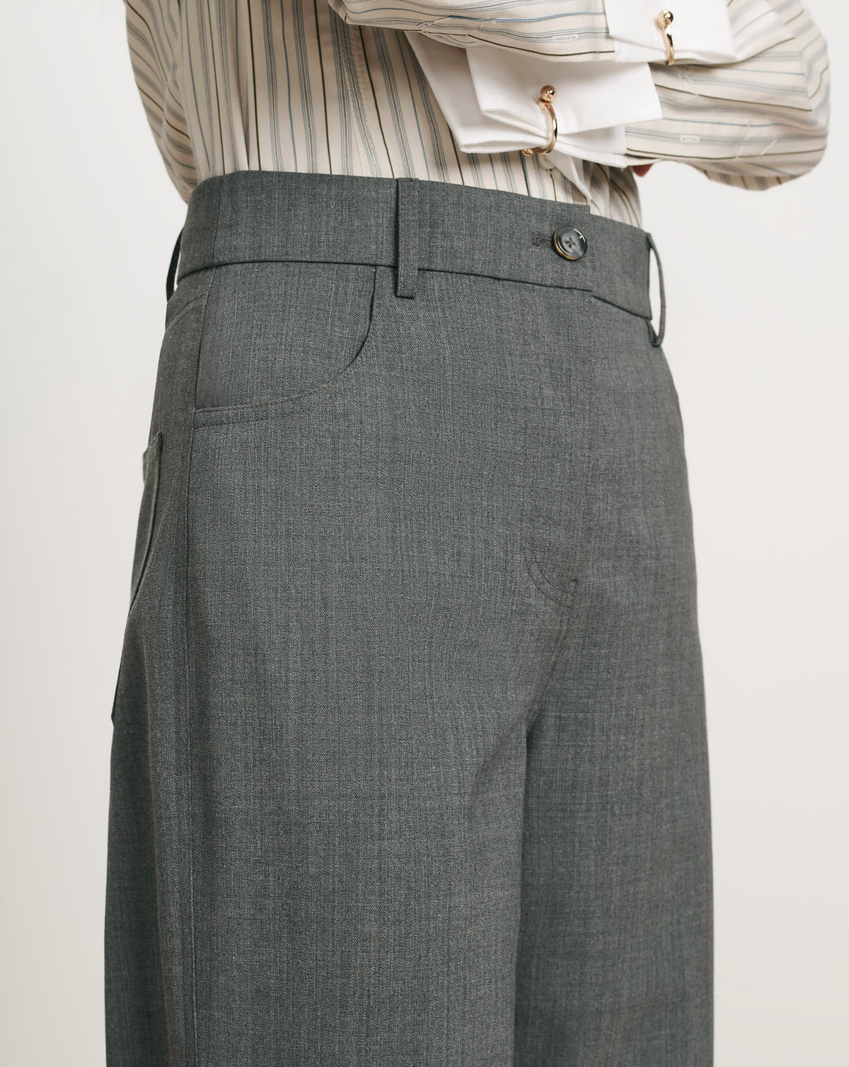 Veronica Beard | Elvi Wide-Leg Tailored Pant in Medium Heather Grey Medium Heather Grey