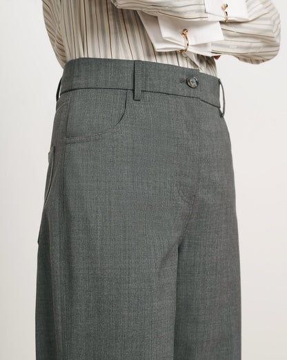 Veronica Beard | Elvi Wide-Leg Tailored Pant in Medium Heather Grey Medium Heather Grey