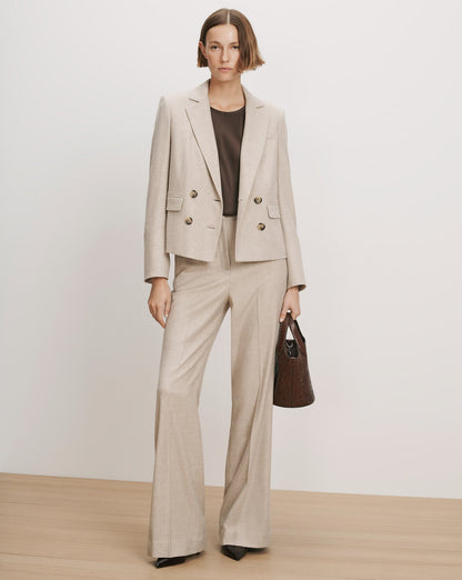 Veronica Beard | Holt Wide-Leg Pant in Oatmeal Melange Oatmeal Melange