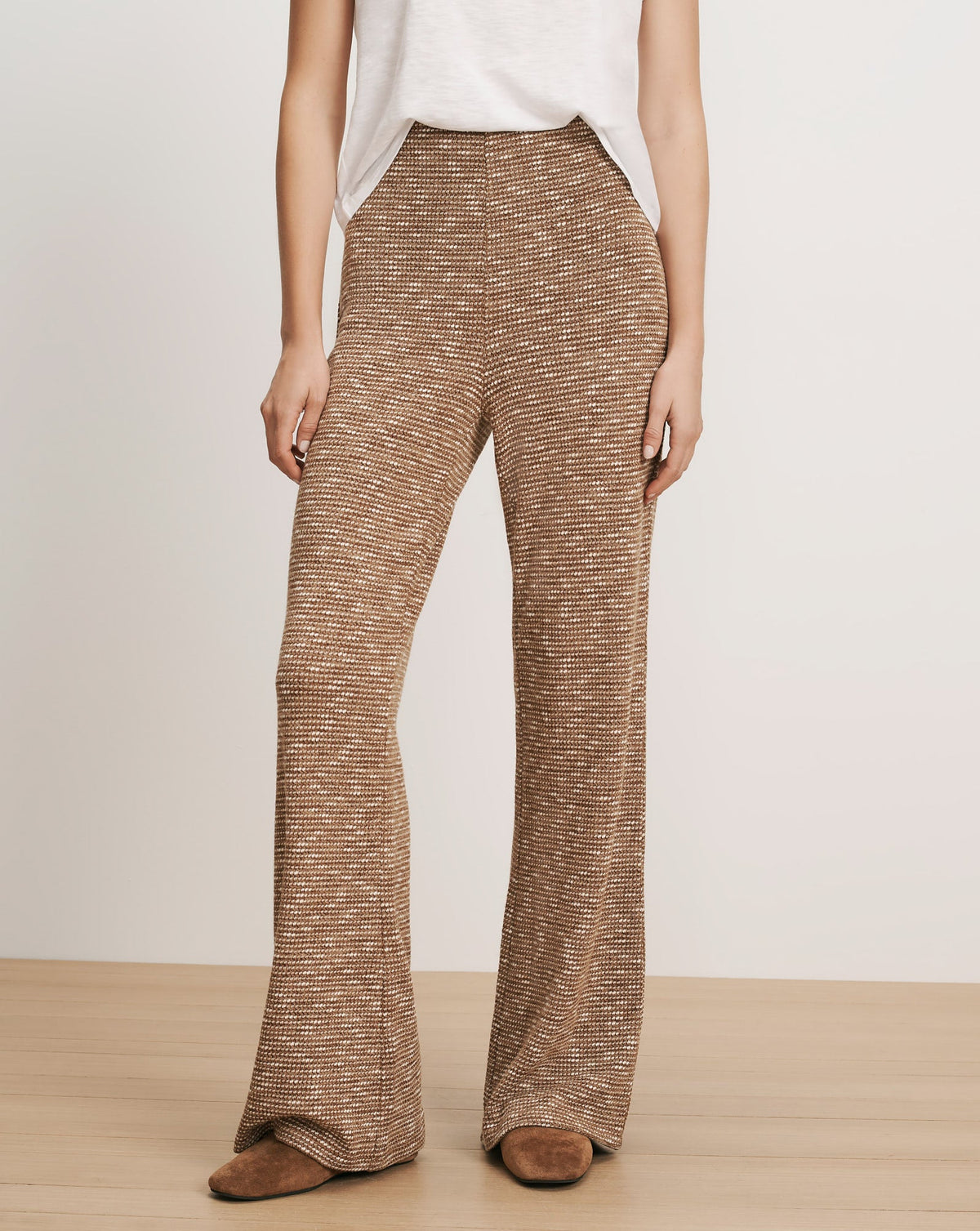 Veronica Beard | Yadira Wide-Leg Pant in Tan Melange Acorn Melange