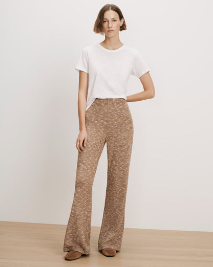 Veronica Beard | Yadira Wide-Leg Pant in Tan Melange Acorn Melange