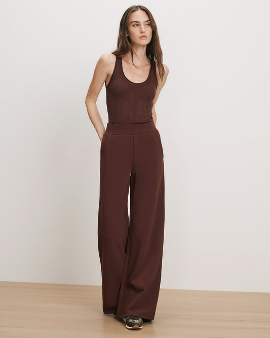 Veronica Beard | Saunder Wide-Leg Pant in Burgundy Burgundy