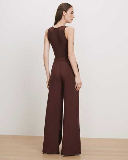 Veronica Beard | Saunder Wide-Leg Pant in Burgundy Burgundy
