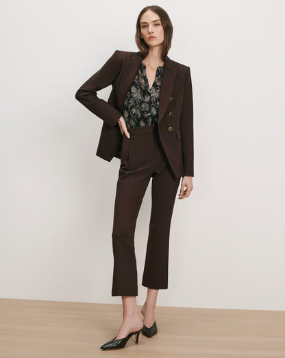 Veronica Beard | Arte Kick-Flare Cropped Pant in Dark Brown Espresso