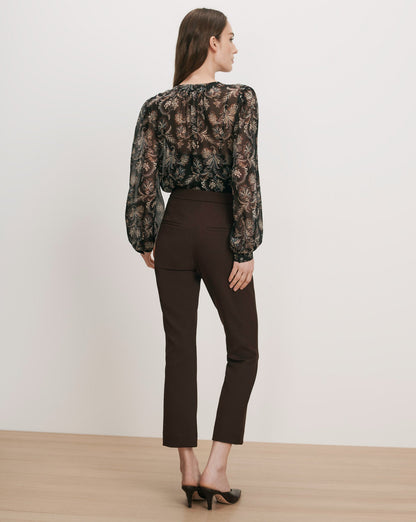 Veronica Beard | Arte Kick-Flare Cropped Pant in Dark Brown Espresso