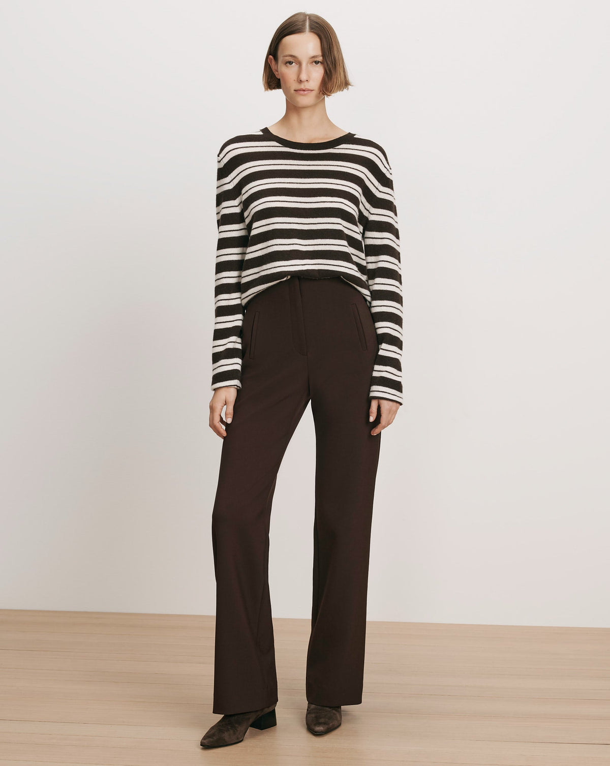 Veronica Beard | Carys Straight-Leg Pant in Dark Brown Espresso Espresso