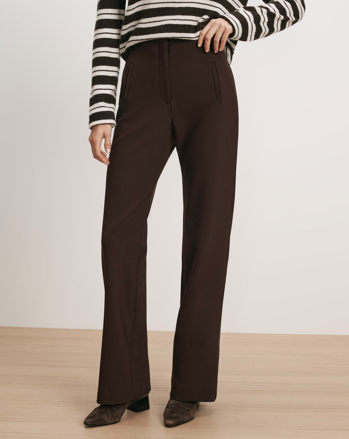 Veronica Beard | Carys Straight-Leg Pant in Dark Brown Espresso Espresso