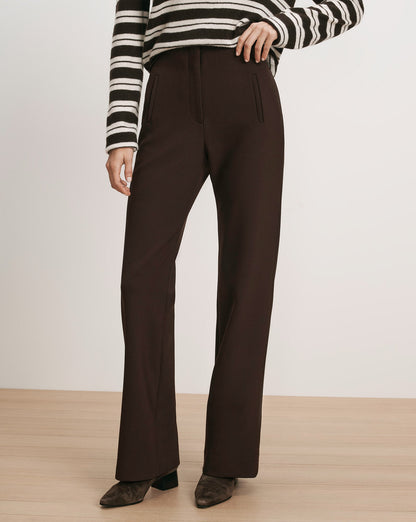 Veronica Beard | Carys Straight-Leg Pant in Dark Brown Espresso Espresso