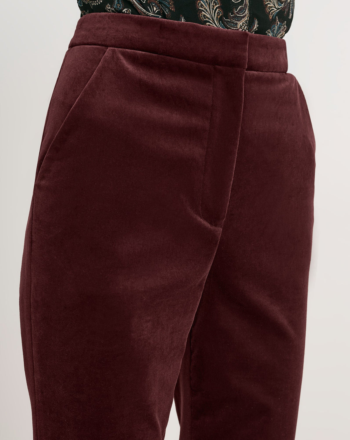 Veronica Beard | Gracie Velvet Flare Pant in Burgundy Burgundy