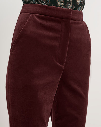Veronica Beard | Gracie Velvet Flare Pant in Burgundy Burgundy
